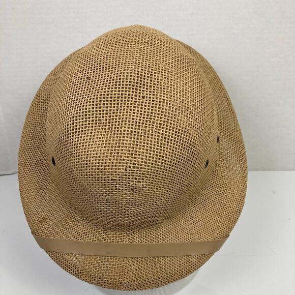 R&R Woven Safari Pith Helmet Hat Tan Outdoor Sun Protection Adventurer Explorer - Picture 4 of 11